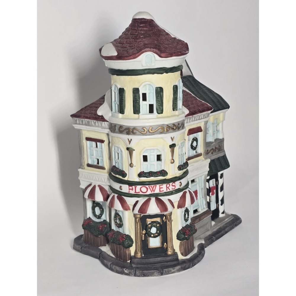 1994‎ Mercuries USA Porcelain Christmas Village Flower Shop Rare Retired Vintage